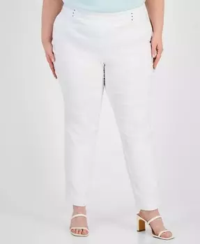 Узкие брюки больших размеров с контролем живота больших размеров JM Collection, белый