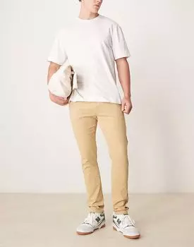 Узкие брюки-чинос ASOS DESIGN бежевого цвета
