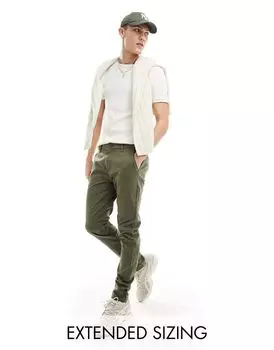 Узкие брюки чинос цвета хаки ASOS DESIGN