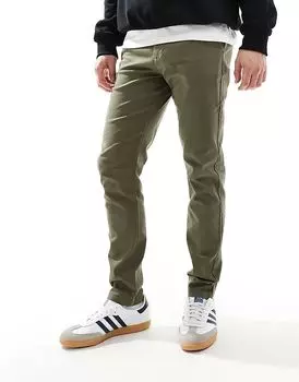 Узкие брюки чинос цвета хаки ASOS DESIGN