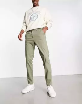 Узкие брюки чиносы цвета хаки Jack & Jones Intelligence