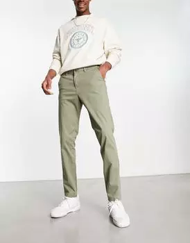 Узкие брюки-чиносы цвета хаки Jack & Jones Intelligence