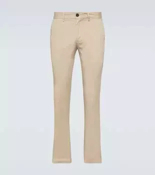 Узкие брюки чиносы из твила из смесового хлопка Sunspel, бежевый