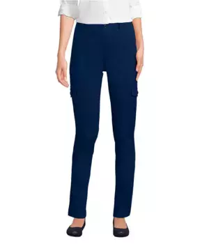 Узкие брюки-чиносы Petite Mid Rise Lands' End, синий