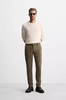 Узкие брюки-чиносы ZARA, цвет tobacco