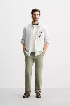 Узкие брюки-чиносы ZARA, светлый хаки