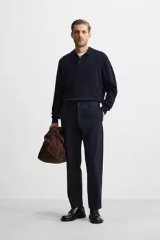 Узкие брюки-чиносы ZARA, темно-синий