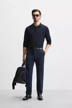 Узкие брюки-чиносы ZARA, темно-синий