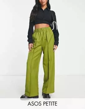 Узкие брюки цвета хаки с эластичным поясом ASOS DESIGN Petite ASOS