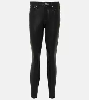 Узкие брюки debbie из искусственной кожи Veronica Beard, черный