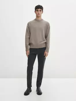Узкие брюки из денима Massimo Dutti, хаки