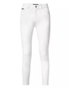 Узкие брюки из денима с черепом PHILIPP PLEIN, цвет summer snow