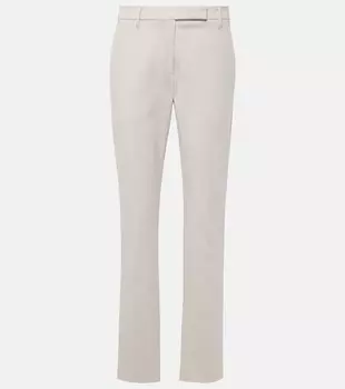 Узкие брюки из хлопковой смеси Brunello Cucinelli, цвет snow white