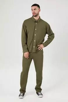 Узкие брюки из хлопковой смеси с завязками Forever 21, оливковый