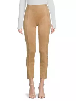 Узкие брюки из искусственной замши Rafaella Chestnut