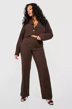 Узкие брюки из крепа Plus boohoo, коричневый