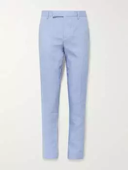 Узкие брюки из льняного костюма PAUL SMITH, синий