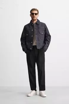 Узкие брюки из поплина ZARA, черный
