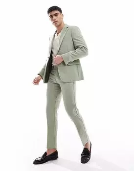 Узкие брюки из шерстяной смеси ASOS DESIGN зеленого цвета