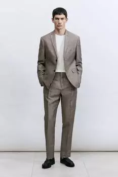 Узкие брюки из шерстяной смеси H&M, бежевый