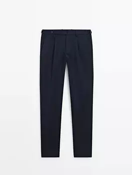 Узкие брюки из смесового хлопка Massimo Dutti, синий