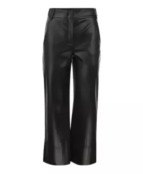 Узкие брюки из ткани с покрытием расклешенного кроя Max Mara, черный