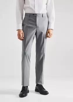 Узкие брюки из ткани в клетку MANGO, серый