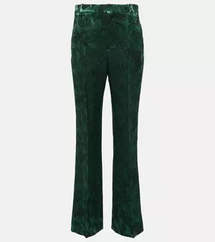 Узкие брюки из жаккардовой шерсти и шелка Chlo, зеленый