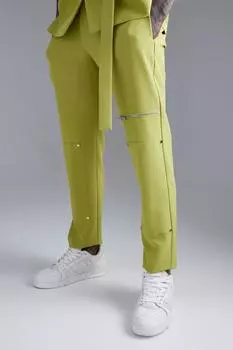 Узкие брюки на молнии Boohoo, лаймовый