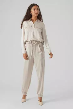 Узкие брюки с атласным эффектом Vero Moda, бежевый