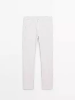 Узкие брюки с декоративными швами Massimo Dutti, бежевый