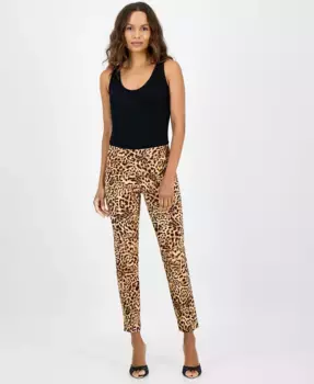 Узкие брюки с принтом "гепард" I.N.C. International Concepts, коричневый