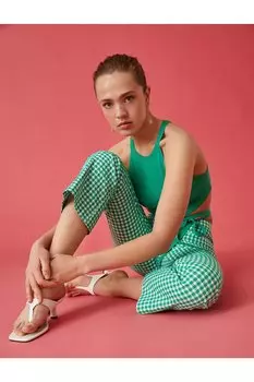 Узкие брюки с рисунком Koton, зеленый