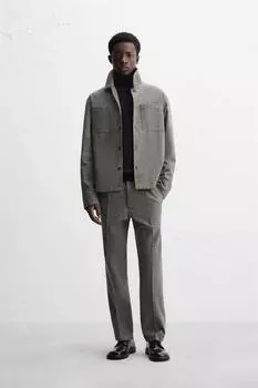 Узкие брюки с текстурой ZARA, бежево-коричневый