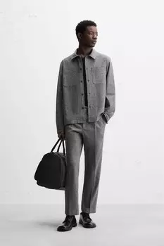 Узкие брюки с текстурой ZARA, серый мергель