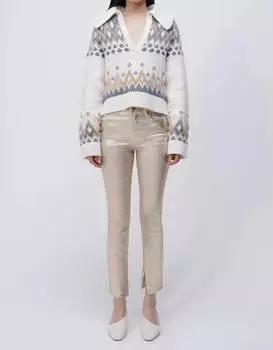 Узкие брюки с высокой посадкой в золотой фольге JONATHAN SIMKHAI