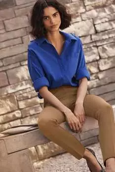 Узкие брюки с завышенной талией Next, коричневый