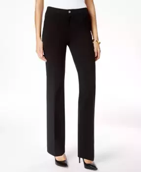 Узкие брюки с завышенной талией Petite Mid-Rise Pants Anne Klein, черный