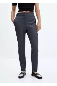 Узкие брюки со средней талией Mango, синий