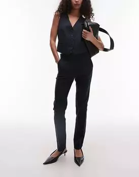 Узкие брюки темно-синего цвета Mango