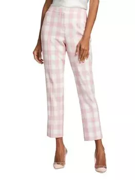 Узкие брюки в клетку Amelia Elie Tahari, цвет Pink White