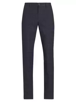 Узкие брюки в клетку Saks Fifth Avenue, синий