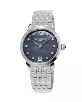 Узкие часы, 30 мм Frederique Constant, цвет Black