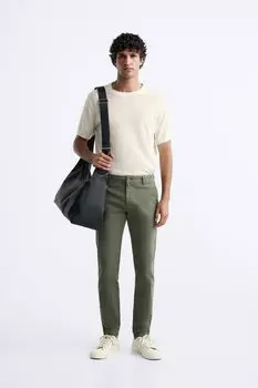 Узкие чиносы ZARA, средний зеленый