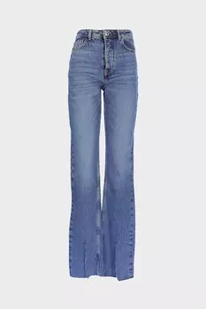 Узкие джинсовые брюки среднего синего цвета с прямыми разрезами и молнией C 4556-021 CROSS JEANS