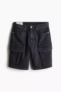 Узкие джинсовые шорты карго H&M, черный
