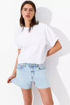 Узкие джинсовые шорты с высокой посадкой H&M, синий