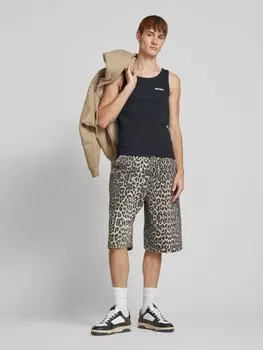 Узкие джинсовые шорты со шлевками для ремня REVIEW, бежевый