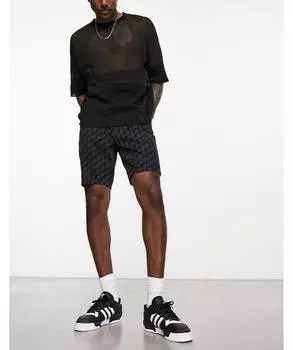 Узкие джинсовые шорты средней длины черного цвета с лазерным принтом ASOS DESIGN