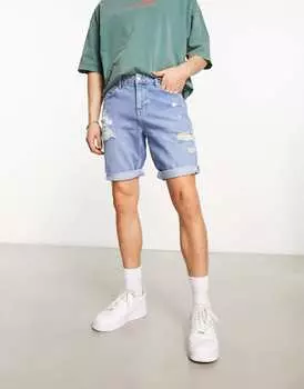 Узкие джинсовые шорты средней длины с рваными краями ASOS DESIGN